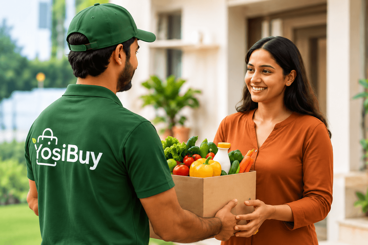 YosiBuy Delivery Partner and Smiling Customer